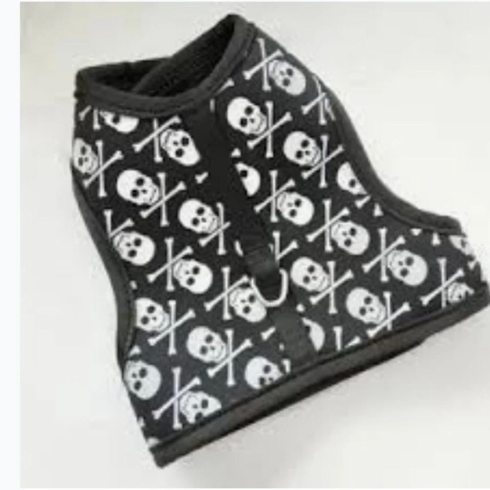 Skull Pattern Cat Harness with Leash